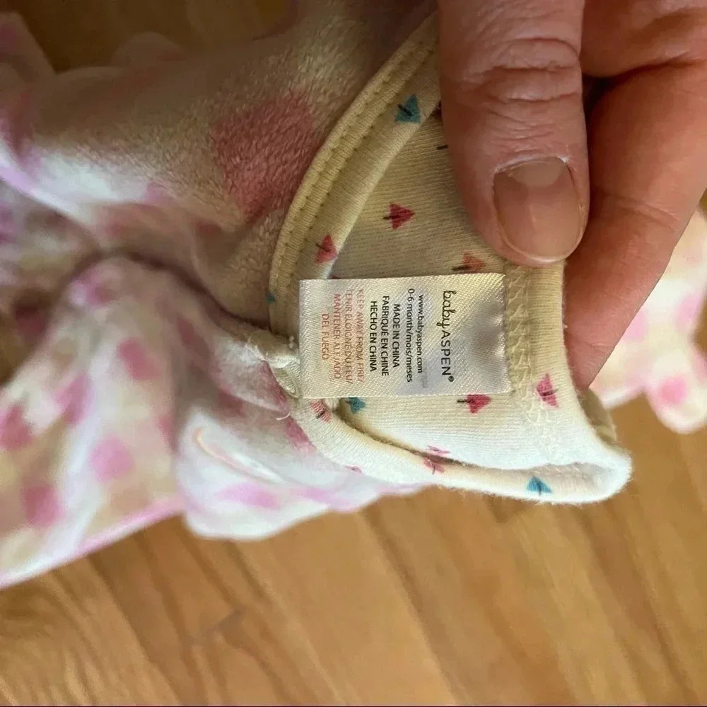 Baby Aspen Pink Plaid Bear Footie Pajamas And Hat 0-6 Months Happy Camper - Picture 4 of 10